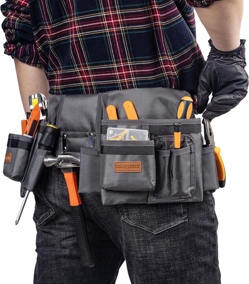 VIDAR TOOLS Tool Belt,12 Pockets Tool Belts for Men, Heavy Duty Carpenter/Construction/DIY'er/Electrician .Double layer thickened polyester fiber with waterproof coating. - Image 4